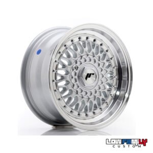 Japan Racing JR-09 15x7" 4x100/4x108 ET20, Silver w/Machined Lip+Silver Rivets