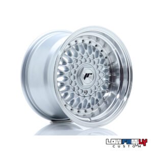Japan Racing JR-09 15x9" 4x100/4x108 ET10, Silver w/Machined Lip+Silver Rivets