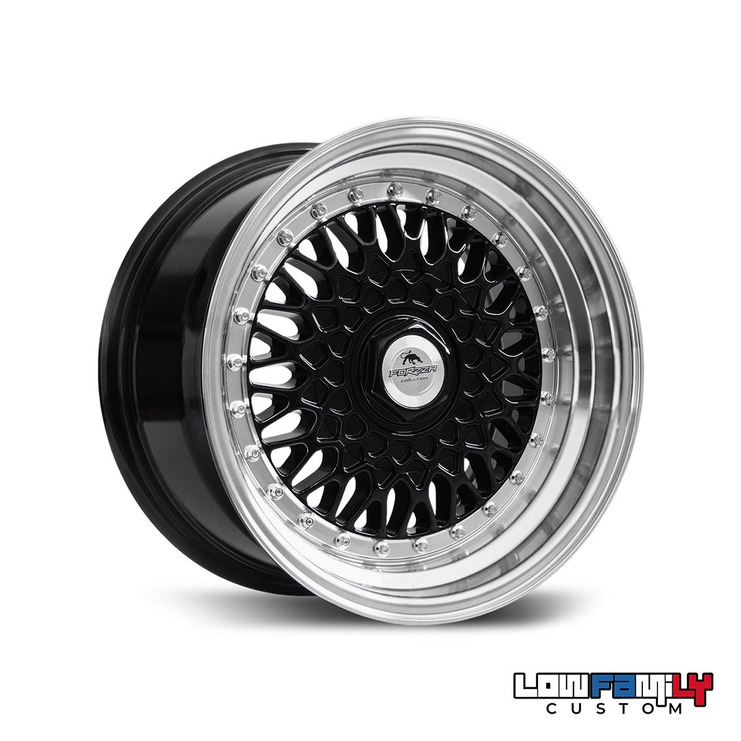 Forzza Wheels Malm 15x7" 4x100/114.3 ET25, Black/Lip Machined