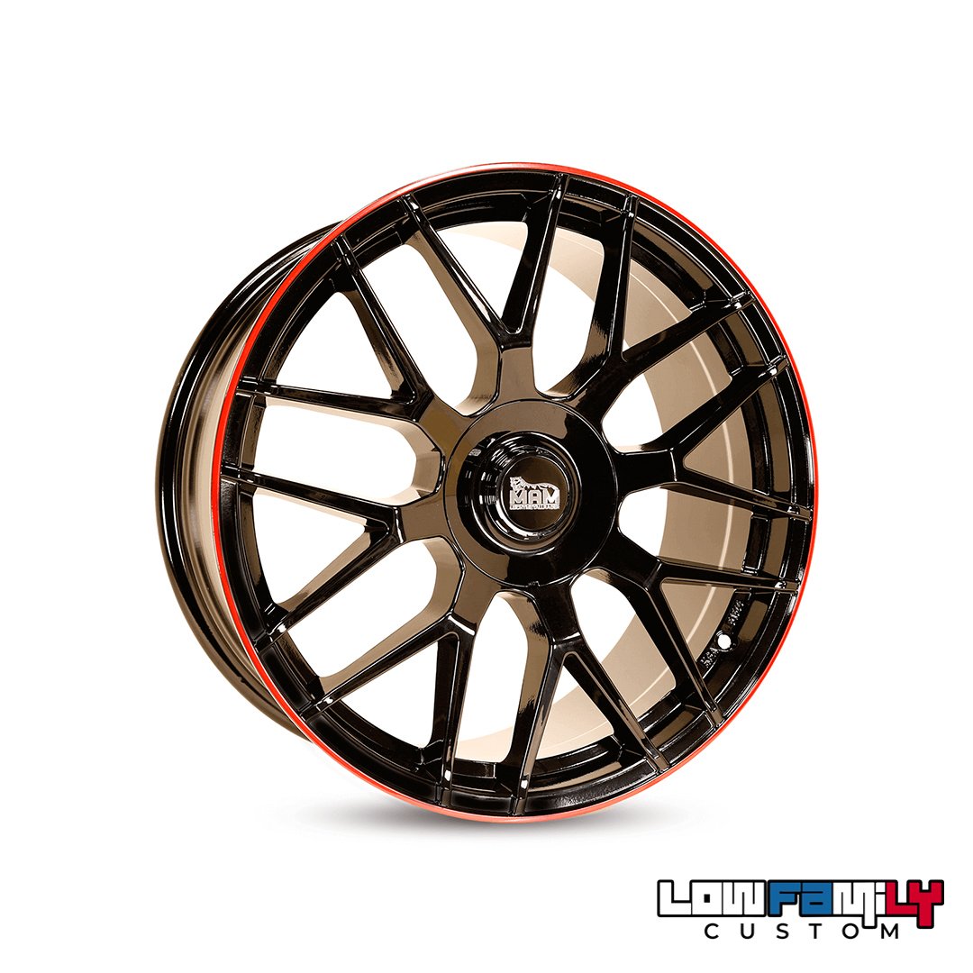 MAM Wheels GT1 18x8" 5x100/112 ET45, Black Painted Lip red