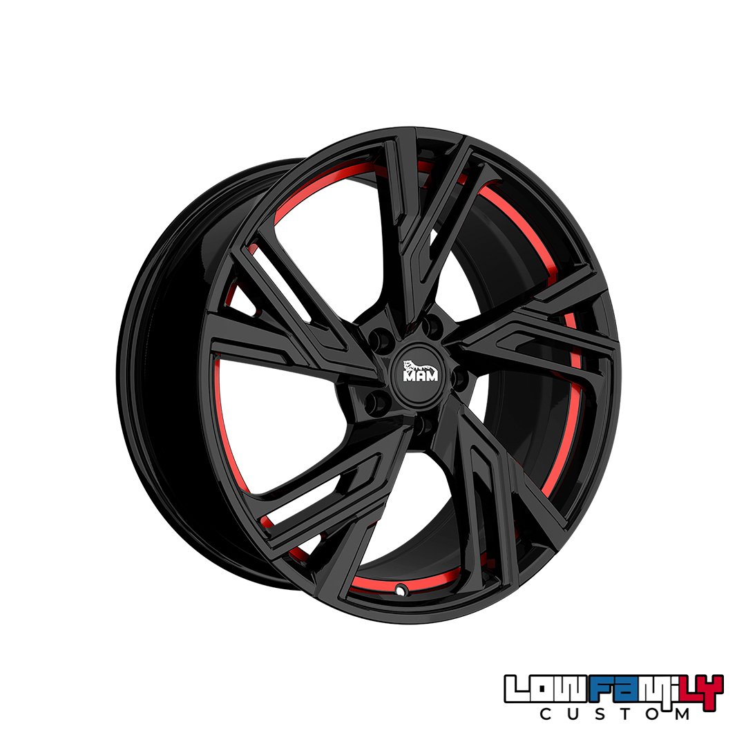 MAM Wheels RS5 17x7,5" 5x112 ET30, Black Painted Red inside